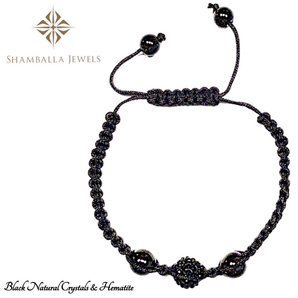 NEW Shamballa 10MM Black Crystals & Hematite Beads Bracelet